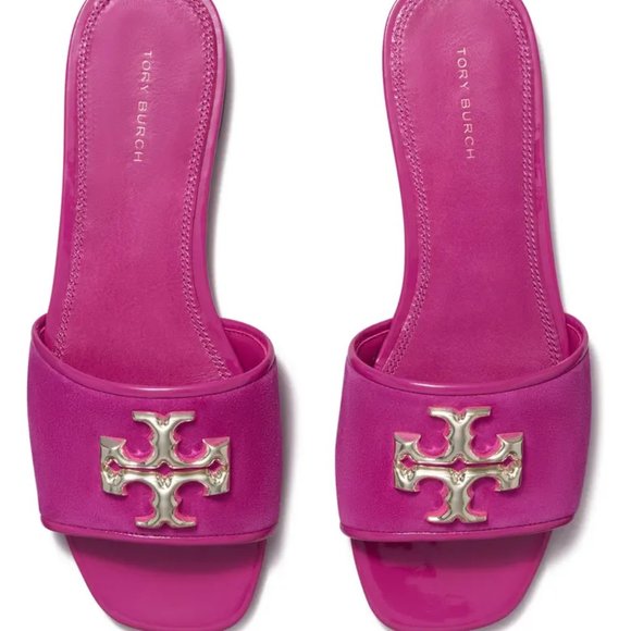 NIB Tory Burch Eleanor Leather Slide Fuchsia Hot Pink US 8 8.5 9 9.5 10 AUTHENTC - Picture 3 of 16